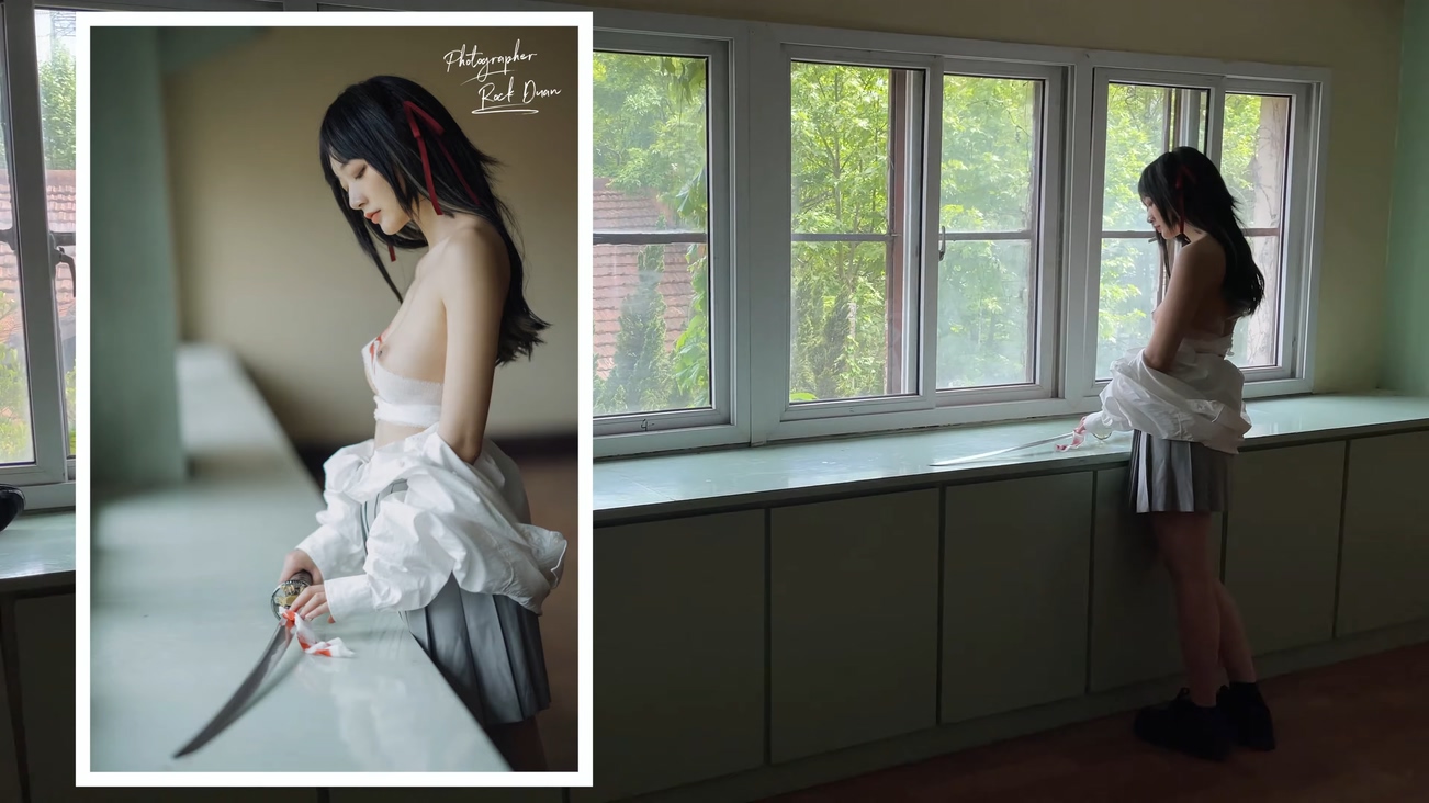 圈内高端人体艺术摄影师Rock｜废弃学校人体摄影真实花絮，出镜小A，年轻漂亮女神级别，三点全露